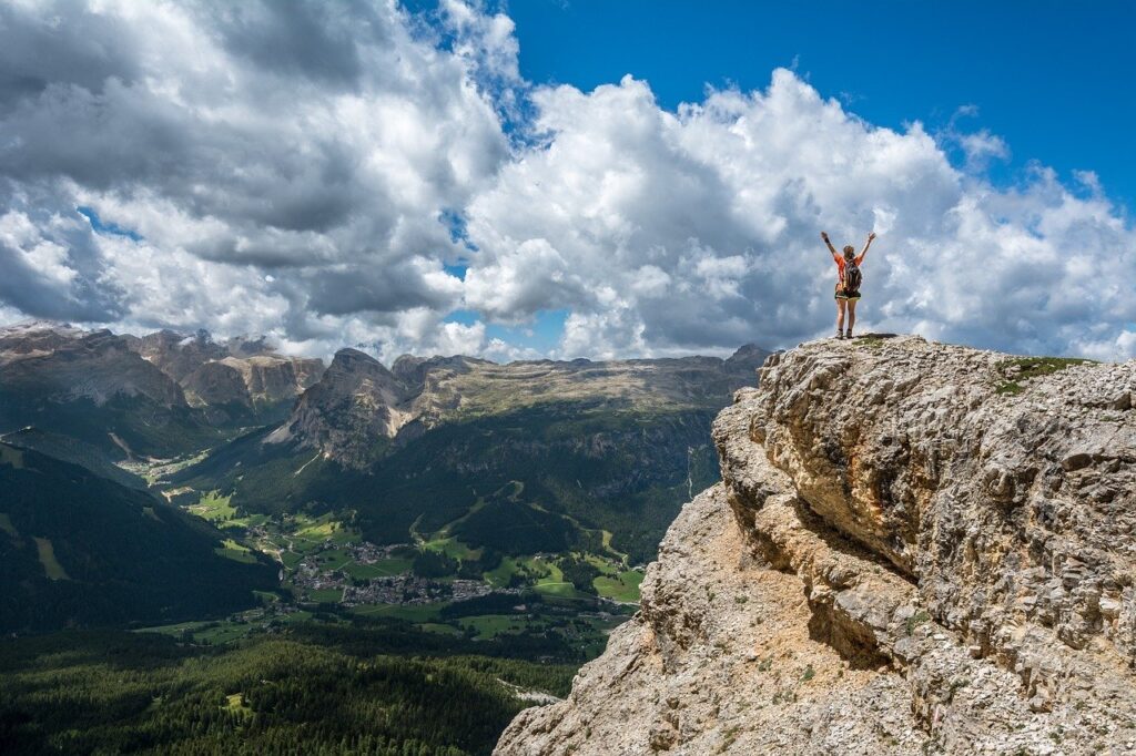 person, mountain top, achieve